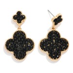 Wholesale linked Metal Clover Faceted Bead Drop Earrings L