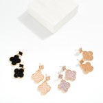 Wholesale linked Metal Clover Faceted Bead Drop Earrings L