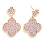 Wholesale linked Metal Clover Faceted Bead Drop Earrings L