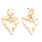 Wholesale hammered Metal Heart Post Drop Earrings L