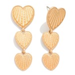 Wholesale linked Textured Metal Heart Post Drop Earrings L