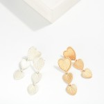 Wholesale linked Textured Metal Heart Post Drop Earrings L