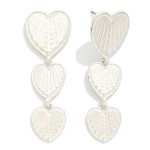 Wholesale linked Textured Metal Heart Post Drop Earrings L