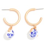 Wholesale matte Metal Hoops Chinoiserie Bead Dangle D