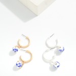 Wholesale matte Metal Hoops Chinoiserie Bead Dangle D