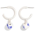 Wholesale matte Metal Hoops Chinoiserie Bead Dangle D