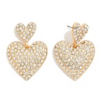 Wholesale linked Pave Rhinestone Heart Post Drop Earrings L