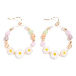 Wholesale metal Wire Hoop Earrings Faceted Beads Flowers Pearls L
