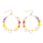 Wholesale metal Wire Hoop Earrings Faceted Beads Flowers Pearls L