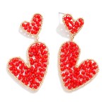 Wholesale linked Wire Beaded Heart Post Drop Earrings L