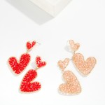 Wholesale linked Wire Beaded Heart Post Drop Earrings L