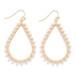 Wholesale metal Teardrop Studded Pearls Drop Earrings L