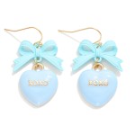 Wholesale enamel Valentine s Message Heart Bow Post Drop Earrings L