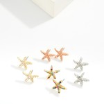 Wholesale rhinestone Studded Starfish Stud Earrings L