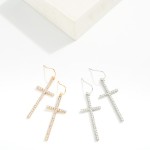 Wholesale rhinestone Studded Cross Drop Earrings L