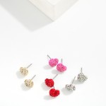 Wholesale cubic Zirconia Heart Stud Earrings L