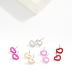 Wholesale rhinestone Heart Stud Earrings L