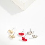 Wholesale cubic Zirconia Heart Stud Earrings L