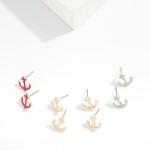 Wholesale metal Anchors Stud Earring Rhinestones L