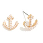 Wholesale metal Anchors Stud Earring Rhinestones L