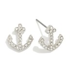 Wholesale metal Anchors Stud Earring Rhinestones L