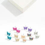 Wholesale pave Rhinestone Butterfly Stud Earrings L