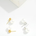 Wholesale metal Bead Pearl Post Drop Earrings Stainless Steel Water Resistant L