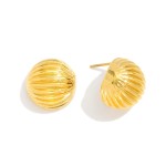 Wholesale ribbed Metal Dome Stud Earrings Stainless Steel L