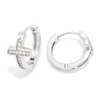 Wholesale metal Cross Huggie Hoop Drop Earring Cubic Zirconia L Stainless Steel