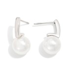 Wholesale metal Bar Pearl Post Drop Earrings Stainless Steel L