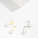 Wholesale metal Bar Pearl Post Drop Earrings Stainless Steel L