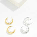 Wholesale metal Hoop Earrings Graduated Pearl Detail D