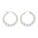 Wholesale metal Beaded Huggie Hoop Drop Earring D Stainless Steel Water Resistan