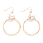 Wholesale linked Metal Hoop Pearl Drop Earrings L