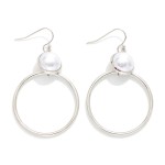 Wholesale linked Metal Hoop Pearl Drop Earrings L