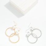 Wholesale linked Metal Hoop Pearl Drop Earrings L