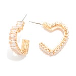 Wholesale metal Heart Hoop Earring Glass Crystals L