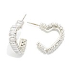 Wholesale metal Heart Hoop Earring Glass Crystals L