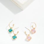 Wholesale metal Hoop Glass Crystal Clover Drop Earrings L