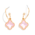 Wholesale metal Hoop Glass Crystal Clover Drop Earrings L