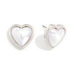 Wholesale pearl Metal Heart Stud Earrings L