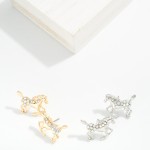 Wholesale metal Horse Rhinestone Post Drop Earrings L