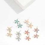 Wholesale rhinestone Pearl Flower Stud Earrings L