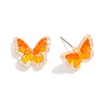 Wholesale stone Rhinestone Studded Butterfly Stud Earrings L