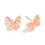 Wholesale stone Rhinestone Studded Butterfly Stud Earrings L