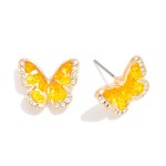 Wholesale stone Rhinestone Studded Butterfly Stud Earrings L