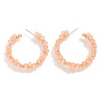 Wholesale beaded Flower Hoop Earrings D