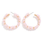 Wholesale beaded Flower Hoop Earrings D
