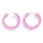Wholesale beaded Flower Hoop Earrings D