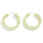 Wholesale beaded Flower Hoop Earrings D